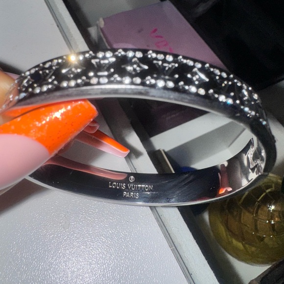 Louis Vuitton Nanogram Cuff Bangle with Diamantes and Crystal Stud - Picture 2 of 8